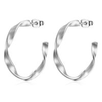 1 Pair Simple Style Round Plating Stainless Steel Earrings main image 3