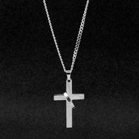 Casual Simple Style Cross Letter Titanium Steel Polishing Pendant Necklace main image 1