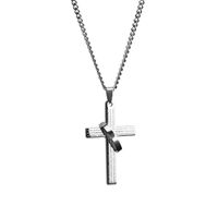 Casual Simple Style Cross Letter Titanium Steel Polishing Pendant Necklace main image 5