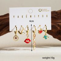 Yakemiyou Simple Style Lips Cherry Heart Shape Copper 14k Gold Plated Zircon Drop Earrings In Bulk main image 3