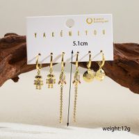 Yakemiyou Hip-hop Funny Robot Rocket Copper 14k Gold Plated Zircon Drop Earrings In Bulk main image 2