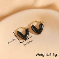 1 Pair Elegant Retro Heart Shape Enamel Plating Copper Resin 18K Gold Plated Earrings main image 2