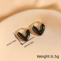 1 Pair Elegant Retro Heart Shape Enamel Plating Copper Resin 18K Gold Plated Earrings sku image 5