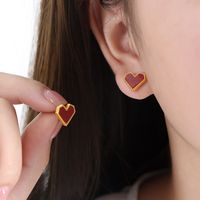 Wholesale Elegant Heart Shape Titanium Steel Pearl Plating Inlay 18k Gold Plated Shell Bracelets Earrings Necklace sku image 3