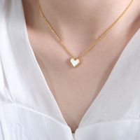 Wholesale Elegant Heart Shape Titanium Steel Pearl Plating Inlay 18k Gold Plated Shell Bracelets Earrings Necklace sku image 7