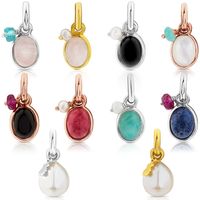 Elegant Oval Sterling Silver Inlay Artificial Gemstones Charms main image 1