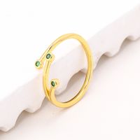 Simple Style Square Copper Inlay Zircon Open Rings main image 3