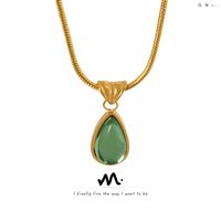 Simple Style Water Droplets Titanium Steel Plating Inlay Glass Stone Pendant Necklace main image 6