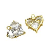 Romantic Heart Shape Copper Plating Inlay Zircon Charms Jewelry Accessories main image 3