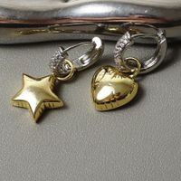 1 Pair Simple Style Star Heart Shape Plating Inlay Metal Artificial Diamond Drop Earrings main image 4