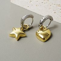 1 Pair Simple Style Star Heart Shape Plating Inlay Metal Artificial Diamond Drop Earrings main image 3