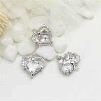 Romantic Heart Shape Copper Plating Inlay Zircon Charms Jewelry Accessories main image 2