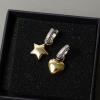 1 Paire Style Simple Star Forme De Cœur Placage Incruster Métal Diamant Artificiel Boucles D'oreilles main image 1