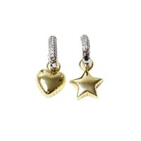 1 Paire Style Simple Star Forme De Cœur Placage Incruster Métal Diamant Artificiel Boucles D'oreilles main image 2