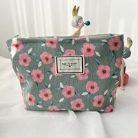 Vacation Flower Polyester Corduroy Square Makeup Bags sku image 2