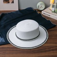 Women's Elegant Solid Color Pearl Wide Eaves Fedora Hat main image 4