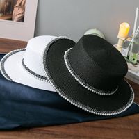 Women's Elegant Solid Color Pearl Wide Eaves Fedora Hat main image 3