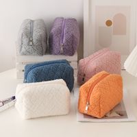 Solid Color Woolen Class Learning Simple Style Pencil Case main image 5
