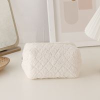 Solid Color Woolen Class Learning Simple Style Pencil Case sku image 2