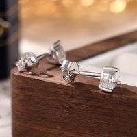 1 Pair Casual Cute Solid Color Heart Shape Plating Inlay Sterling Silver Zircon White Gold Plated Ear Studs main image 4