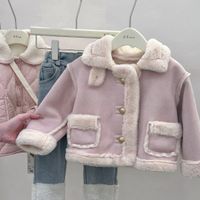 Cute Solid Color Pu Polyester Girls Outerwear main image 1