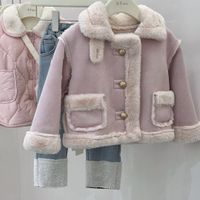 Cute Solid Color Pu Polyester Girls Outerwear main image 2