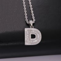 Classic Style Letter Stainless Steel Copper Plating Inlay Zircon Silver Plated Pendant Necklace main image 5