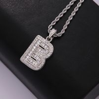 Classic Style Letter Stainless Steel Copper Plating Inlay Zircon Silver Plated Pendant Necklace main image 2