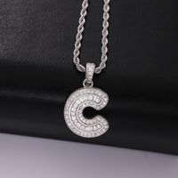 Classic Style Letter Stainless Steel Copper Plating Inlay Zircon Silver Plated Pendant Necklace main image 3