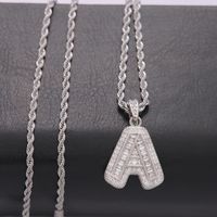 Classic Style Letter Stainless Steel Copper Plating Inlay Zircon Silver Plated Pendant Necklace main image 4