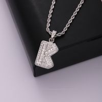 Classic Style Letter Stainless Steel Copper Plating Inlay Zircon Silver Plated Pendant Necklace main image 6
