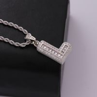 Classic Style Letter Stainless Steel Copper Plating Inlay Zircon Silver Plated Pendant Necklace sku image 7