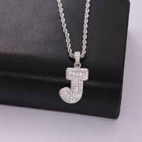 Classic Style Letter Stainless Steel Copper Plating Inlay Zircon Silver Plated Pendant Necklace main image 9