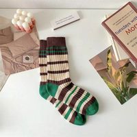 Unisex Japanischer Stil Streifen Baumwolle Crew Socken Ein Paar sku image 2
