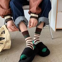 Unisex Japanese Style Stripe Cotton Crew Socks A Pair main image 2