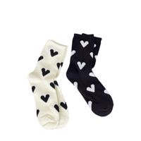 Unisex Japanese Style Sweet Heart Shape Cotton Crew Socks A Pair main image 2