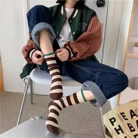 Unisex Japanese Style Stripe Cotton Crew Socks A Pair main image 3
