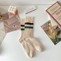 Unisex Japanese Style Stripe Cotton Crew Socks A Pair sku image 3