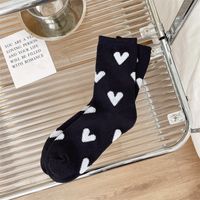 Unisex Japanese Style Sweet Heart Shape Cotton Crew Socks A Pair sku image 1