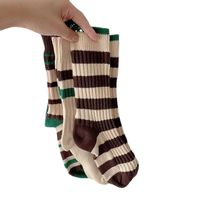 Unisex Japanese Style Stripe Cotton Crew Socks A Pair main image 4