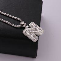 Classic Style Letter Stainless Steel Copper Plating Inlay Zircon Silver Plated Pendant Necklace main image 10