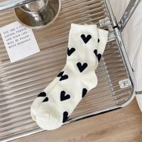 Unisex Japanese Style Sweet Heart Shape Cotton Crew Socks A Pair sku image 2