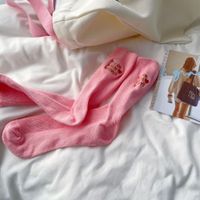 Women's Casual Modern Style Letter Solid Color Cotton Crew Socks A Pair sku image 5