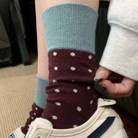 Femmes Style Japonais Pois Coton Crew Socks Une Paire main image 4