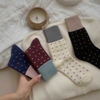 Femmes Style Japonais Pois Coton Crew Socks Une Paire main image 3