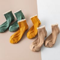 Femmes Style Coréen Couleur Unie Coton Cheville Chaussettes Une Paire main image 5