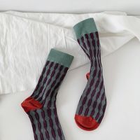 Women's Classic Style Streetwear Color Block Cotton Crew Socks A Pair sku image 1