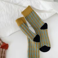 Women's Classic Style Streetwear Color Block Cotton Crew Socks A Pair sku image 2