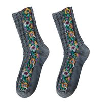 Femmes Rétro Petites Fleurs Coton Crew Socks Une Paire sku image 2