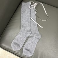 Women's Casual Solid Color Bow Knot Wool Crew Socks A Pair sku image 4